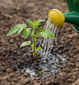 udarea răsadurilor de roșii după plantare la baza plantei